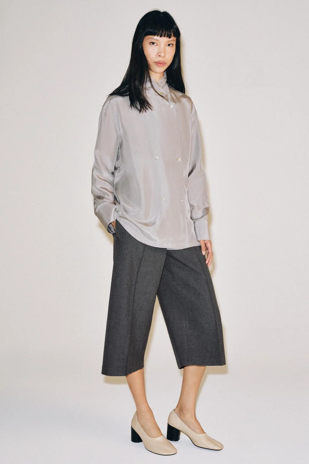 ZW COLLECTION 100% SILK CROSSOVER SHIRT
