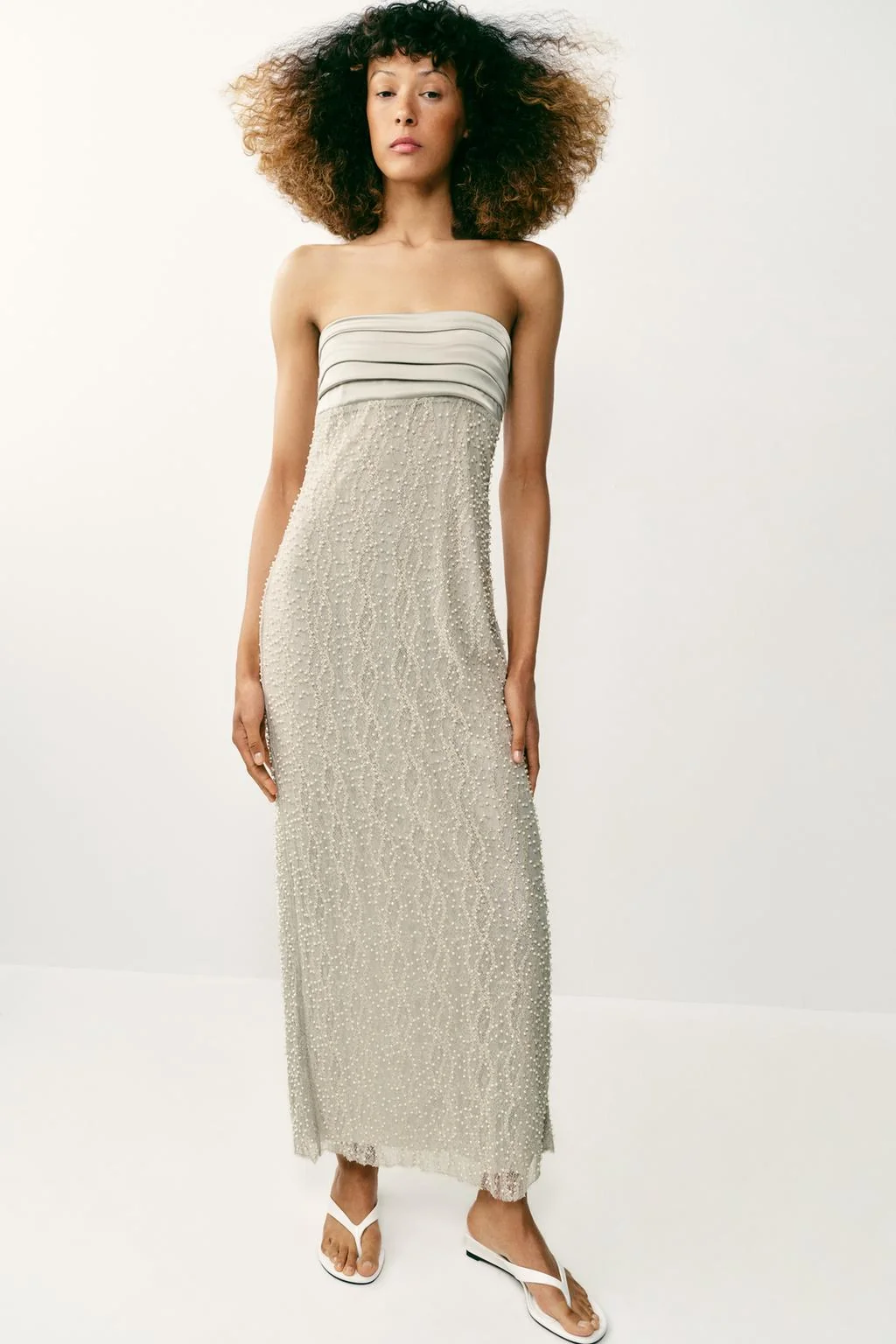 Платье-бандо с бисером — DRESSES