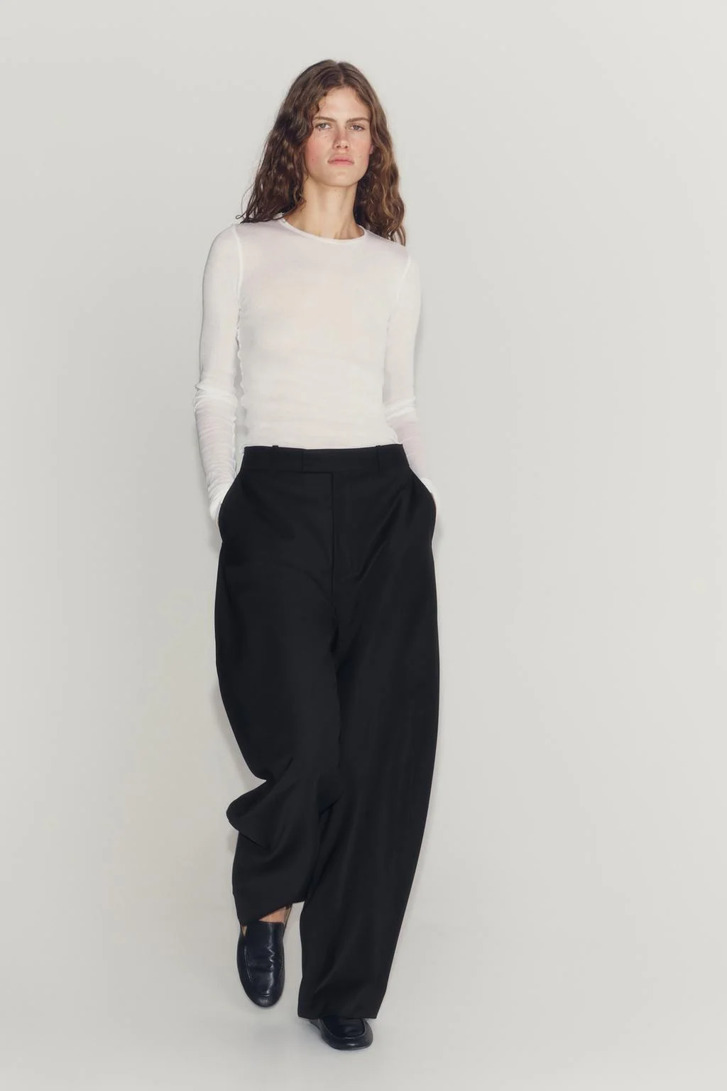 Брюки свободного кроя из шерстяной смеси ZW COLLECTION